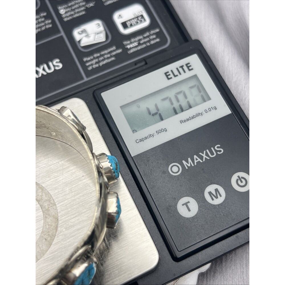 Vintage Navajo Turquoise Sterling Cuff Bracelet - Picture 4 of 4